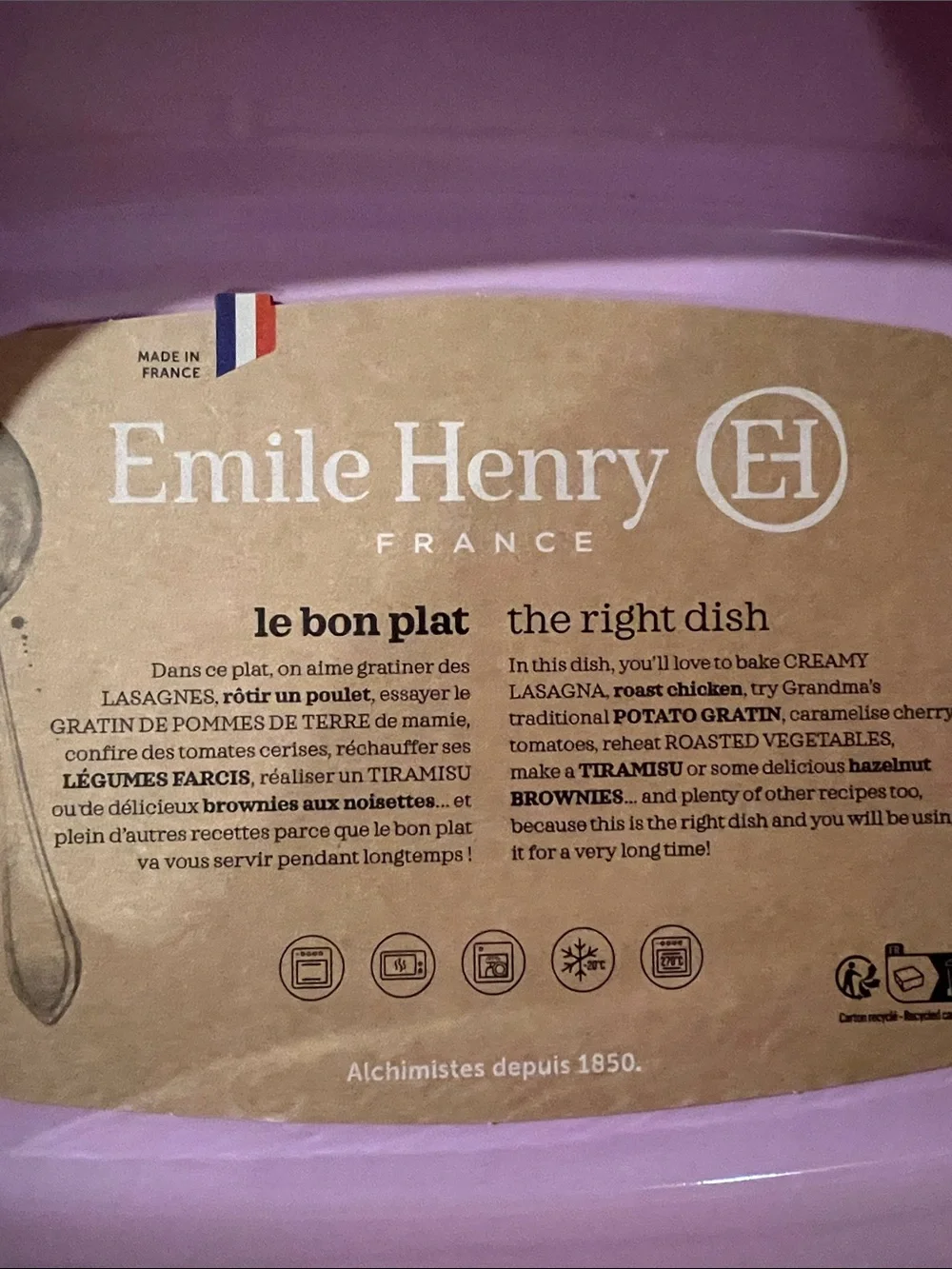 Lilac Ceramic Baking Dish - Emile Henry Made in France